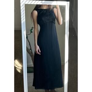 Vintage 90s Arianna by Teresa Page Black Beaded Long Dress
